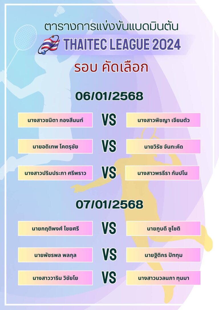 ตารางการแข่งขัน THAITEC Badminton League 2024
